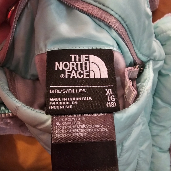 The North Face-Girls-Kids-Size 18-Teal-Reversible Mossbud‎ Swirl Jacket - Picture 5 of 5